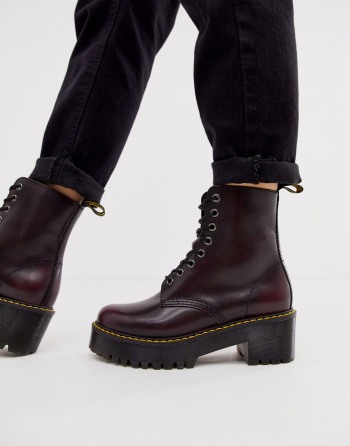 Dr Martens Shriver Hi Wyoming Heeled Ankel Bordo - Ženske Čizme | 24630IJYH